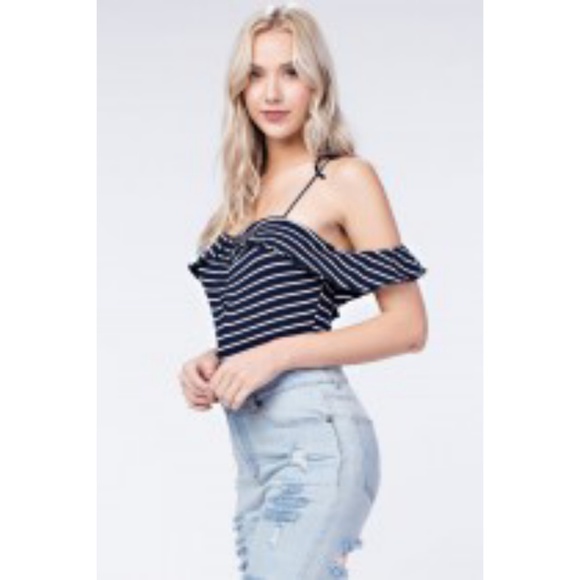 5/$30 STRIPED BODYSUIT w/SHOULDER CUTOUTS - Picture 7 of 8